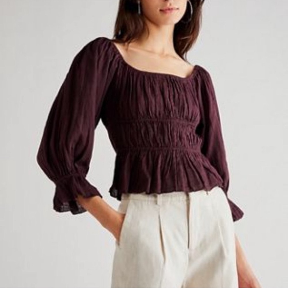 Free People FP One Flora Blouse Off The Shoulder Top